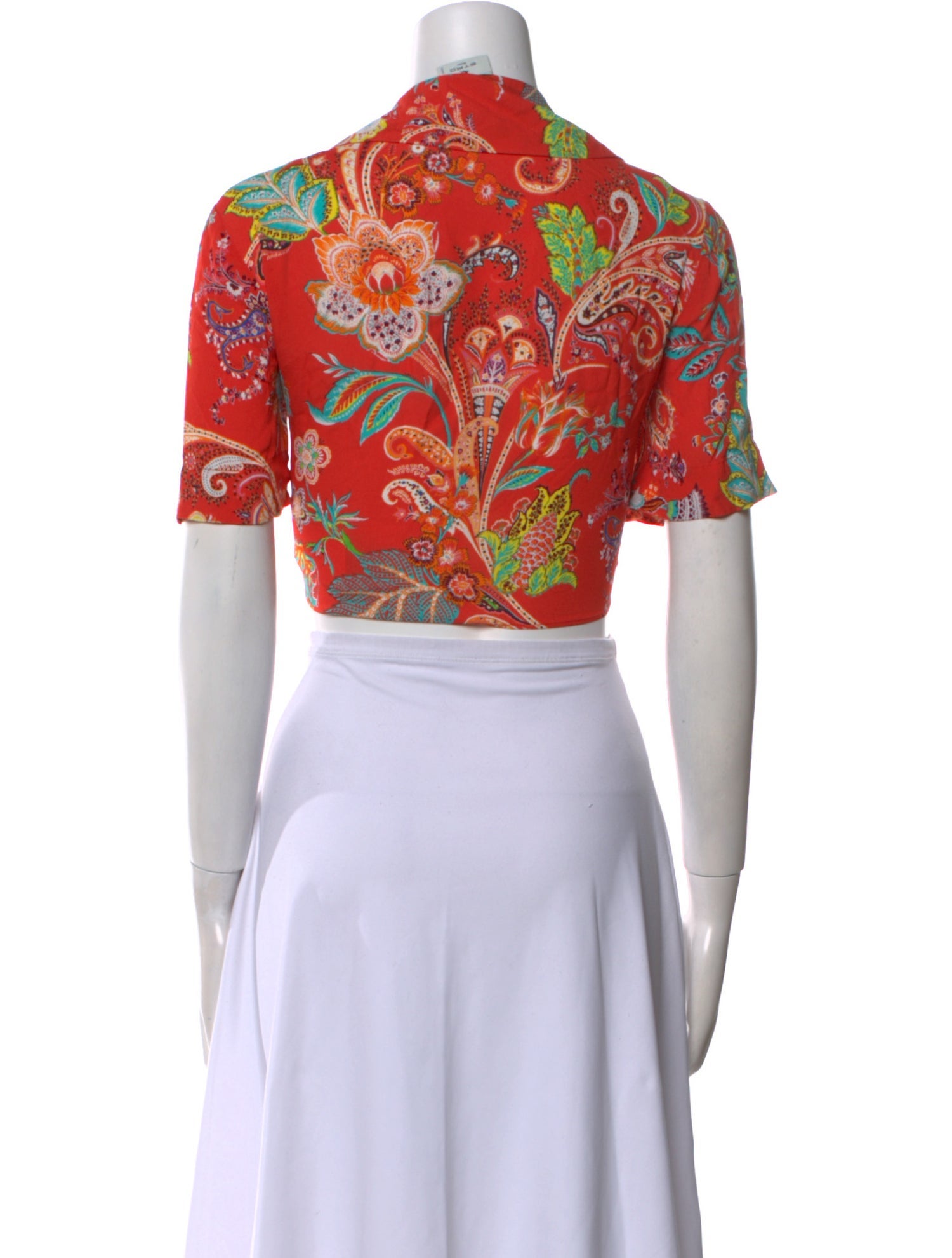 Etro Floral Print V-Neck Crop Top